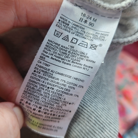 Baby Gap Logo Hoodie Hooded Sweatshirt Toddler Size 18-24M Grey Navy Spellout - Picture 5 of 5